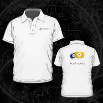 Billiard Ball Keychain - Poolmania White Embroided Polo Shirt